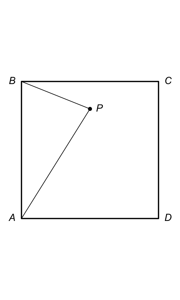 Point $P$ is placed randomly in the $1\times 1$ square $ABCD$.