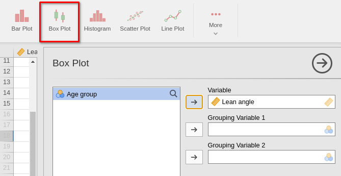 Selecting a boxplot.