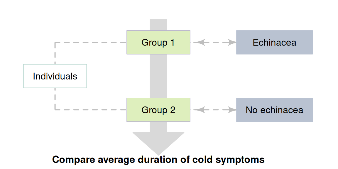 Observational studies with a relational RQ.\spacex The dashed lines indicate steps not under the control of the researchers.